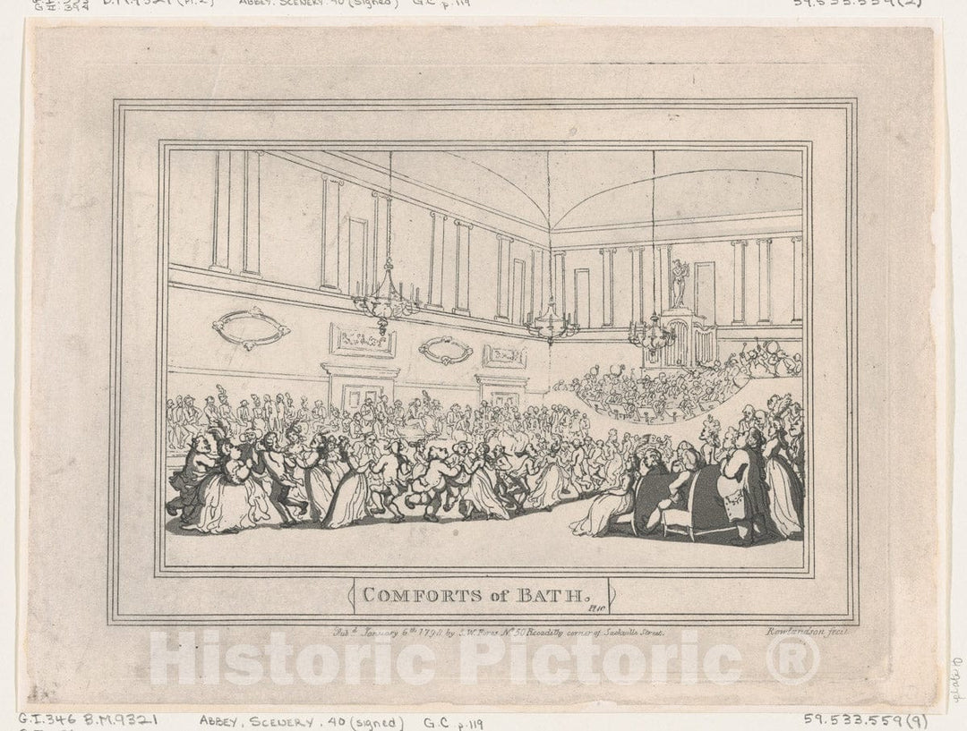 Art Print : Thomas Rowlandson - Comforts of Bath, Plate 10 2 : Vintage Wall Art