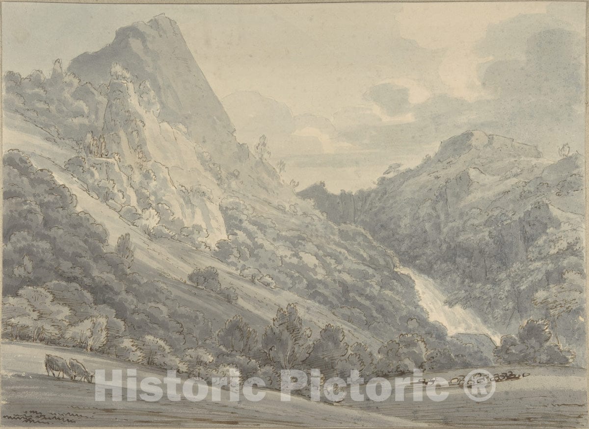 Art Print : Thomas Sunderland - The Falls of Lodore : Vintage Wall Art