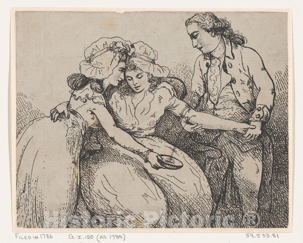 Art Print : Thomas Rowlandson - Opening a Vein : Vintage Wall Art