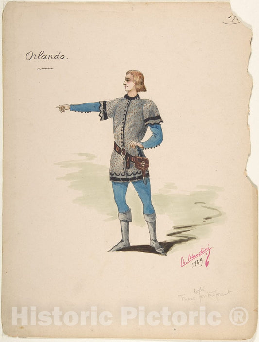 Art Print : Charles Bianchini - Costume Design for Orlando : Vintage Wall Art