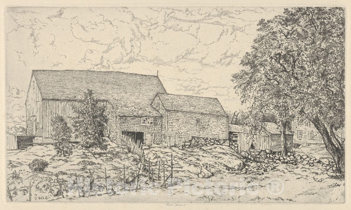 Art Print : Ernest Haskell - The Barn : Vintage Wall Art