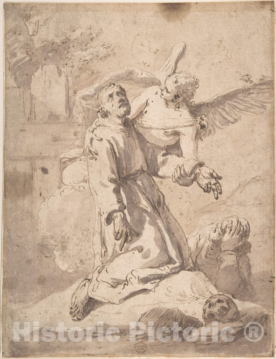Art Print : Italian, 17th or 18th Century - Saint Francis : Vintage Wall Art