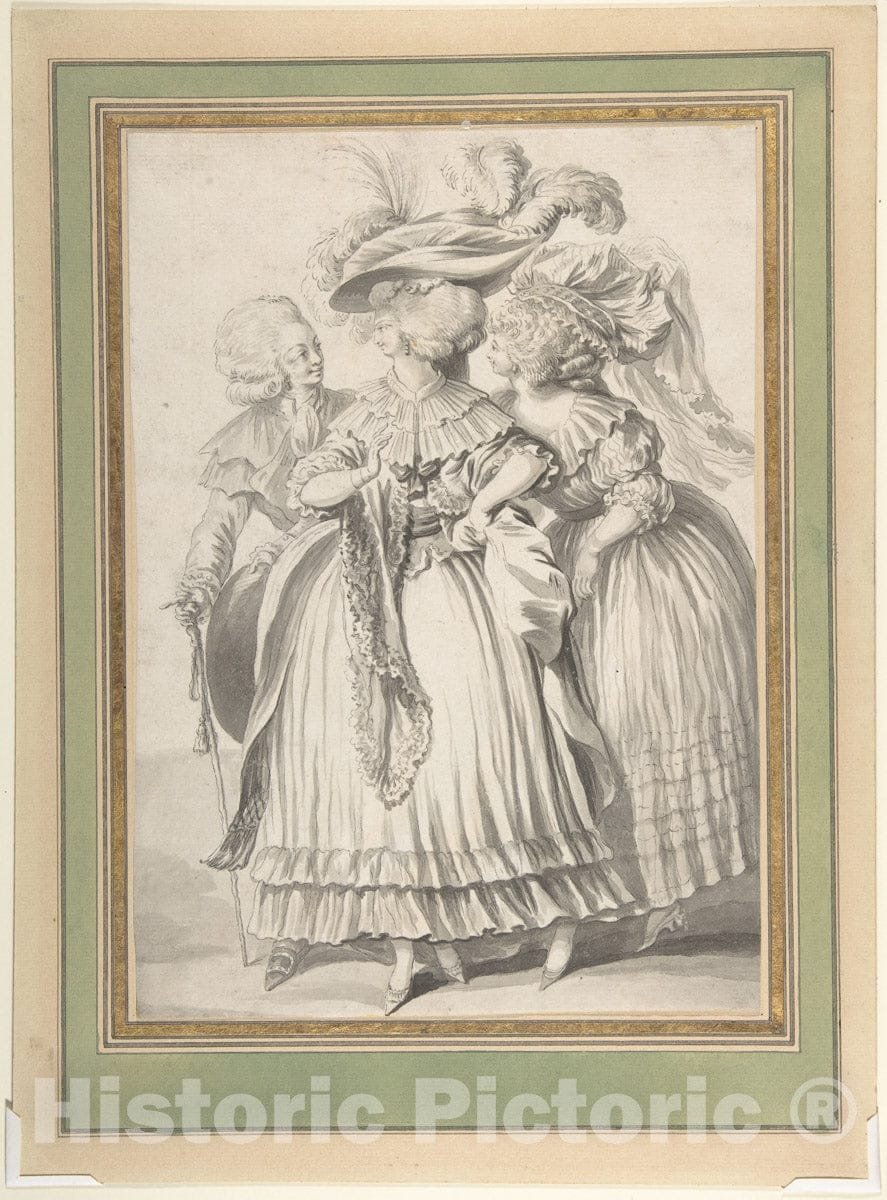 Art Print : Louis Binet - Two Ladies and a Gentleman : Vintage Wall Art