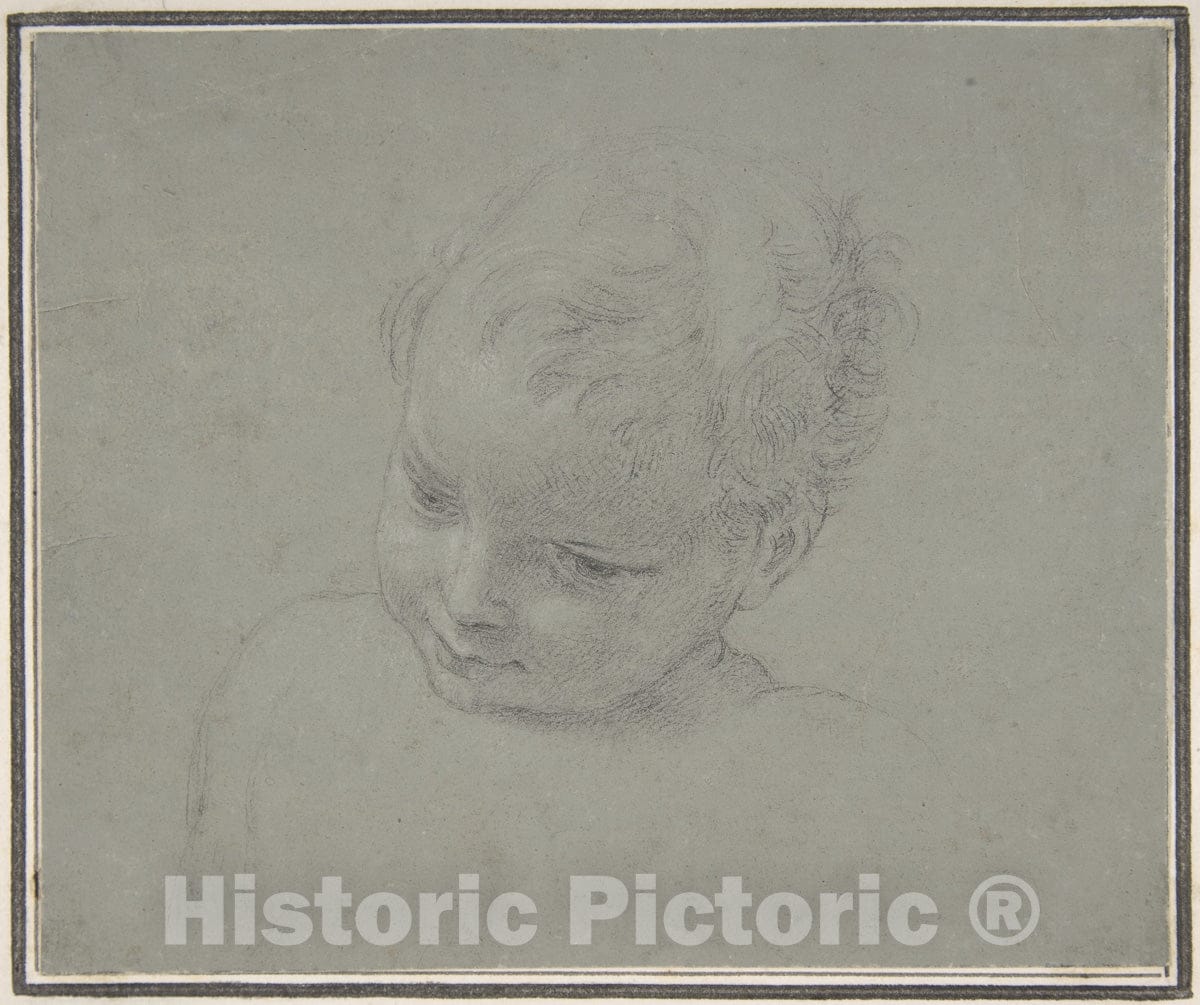 Art Print : Pompeo Batoni - Bust-Length Study of a Child : Vintage Wall Art
