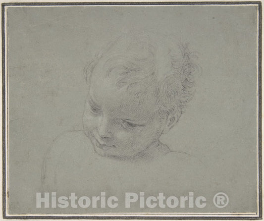 Art Print : Pompeo Batoni - Bust-Length Study of a Child : Vintage Wall Art