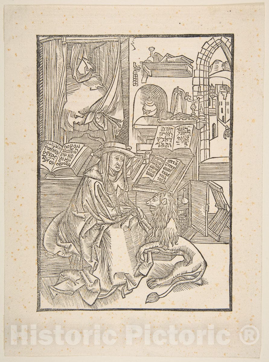 Art Print : Albrecht Dürer - Saint Jerome Extracting a Thorn from The Lion's Foot, Lyons, 1508 (Copy) : Vintage Wall Art