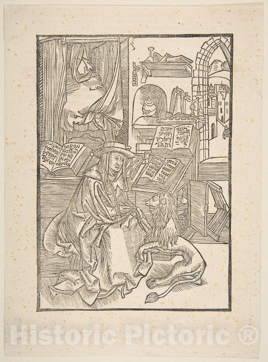 Art Print : Albrecht Dürer - Saint Jerome Extracting a Thorn from The Lion's Foot, Lyons, 1508 (Copy) : Vintage Wall Art