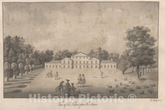 Art Print : Joshua Kirby - View of The Palace from The Lawn at Kew : Vintage Wall Art