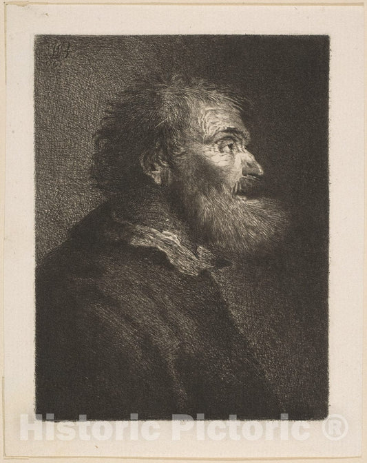 Art Print : Captain William E. Baillie - an Old Man in Profile : Vintage Wall Art