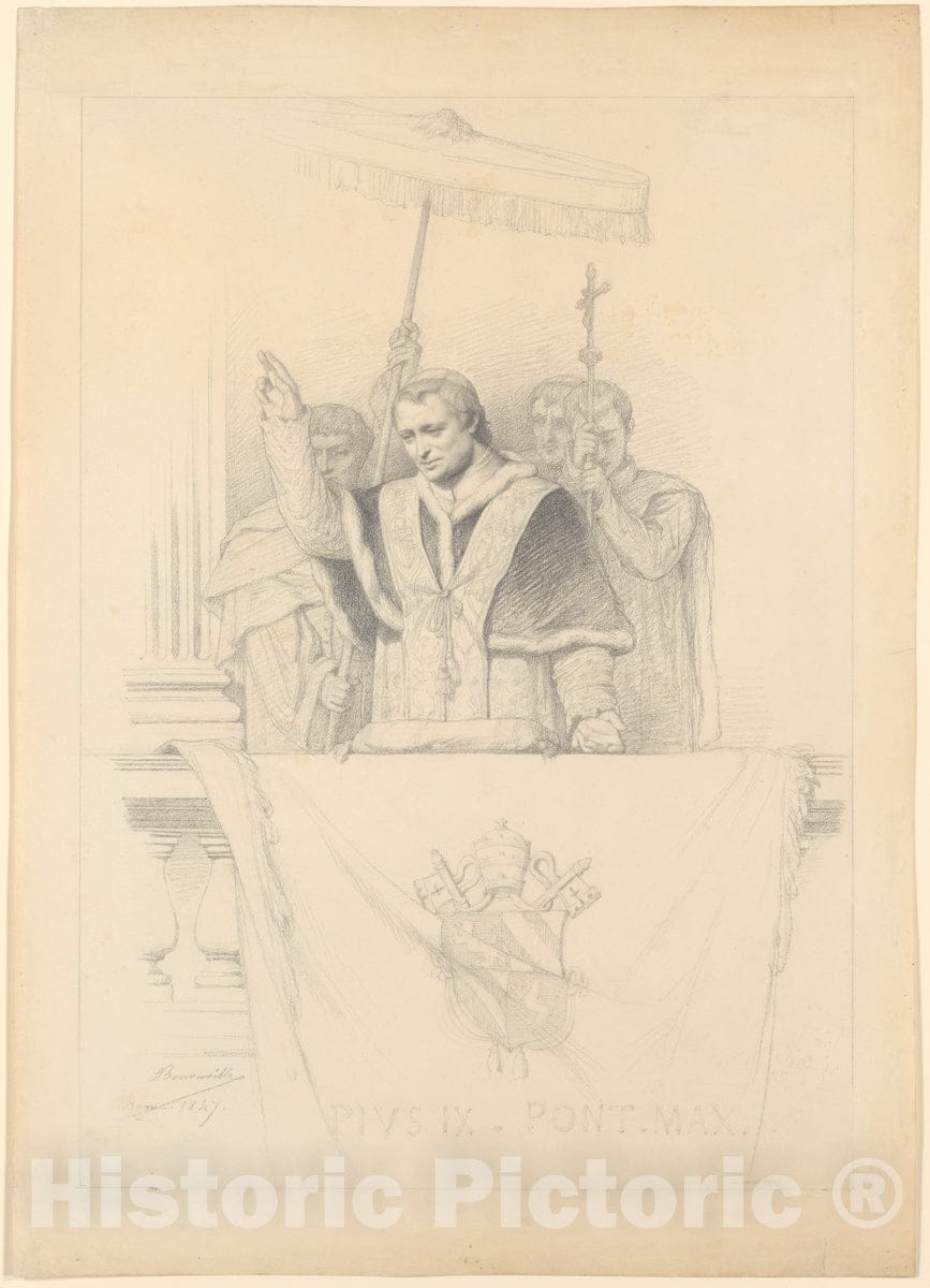 Art Print : François-Léon Benouville - Pope Pius IX Imparting The Blessing Urbi et Orbi : Vintage Wall Art