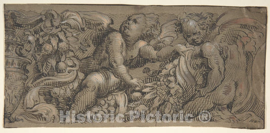 Art Print : Italian, 19th Century - Frieze with Putti : Vintage Wall Art
