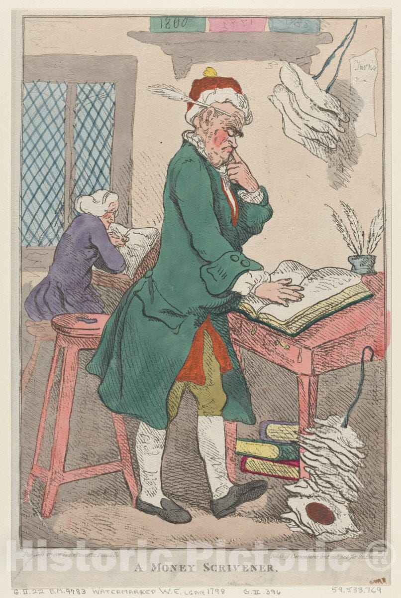 Art Print : Thomas Rowlandson - A Money Scrivener 1 : Vintage Wall Art