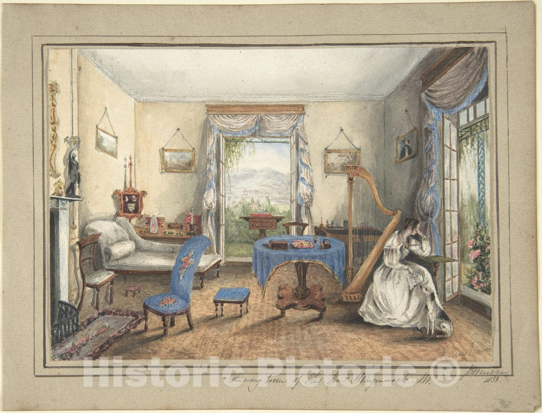 Art Print : Julien Muère - Drawing Room of The Plas. Spa : Vintage Wall Art