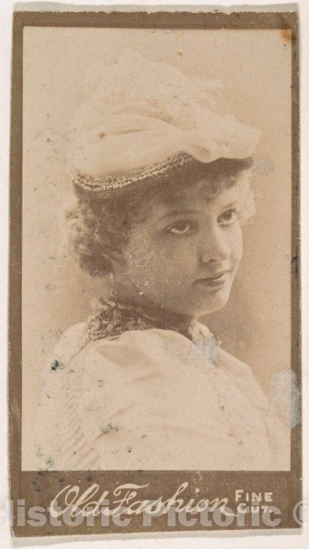 Photo Print : Actress with Short Hair Wearing Cap, from The Actresses Series (N664) Promoting Old Fashion Fine Cut Tobacco : Vintage Wall Art