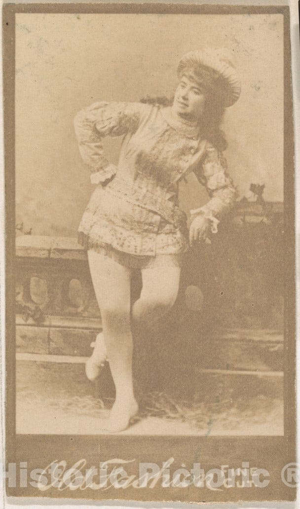 Photo Print : Actress Leaning on ballustrade, from The Actresses Series (N664) Promoting Old Fashion Fine Cut Tobacco : Vintage Wall Art