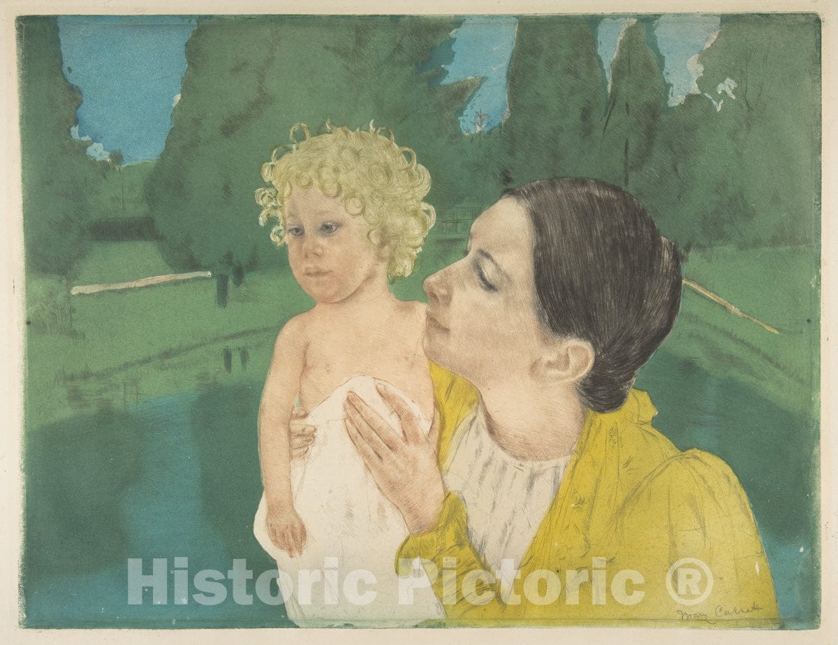Art Print : Mary Cassatt - by The Pond : Vintage Wall Art