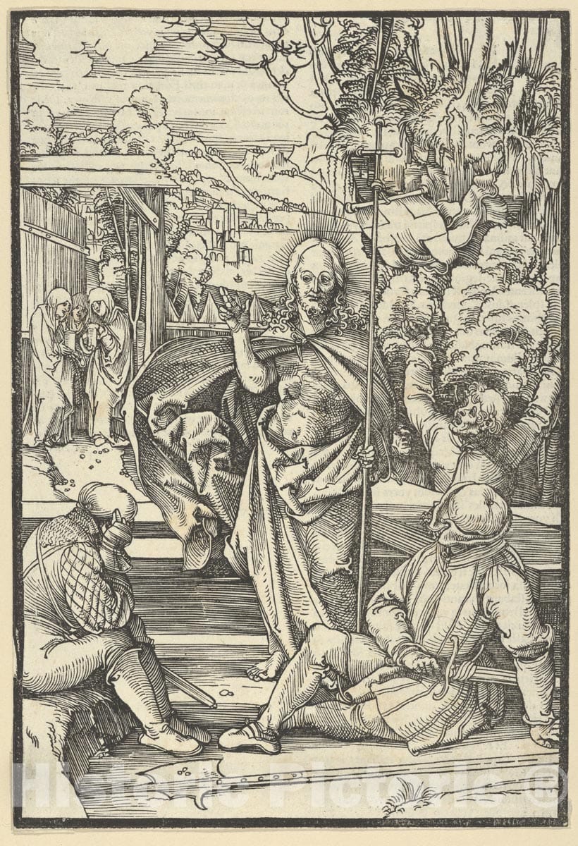 Art Print : Hans Schäufelein - The Resurrection, from Speculum passionis Domini Nostri Ihesu Christi : Vintage Wall Art