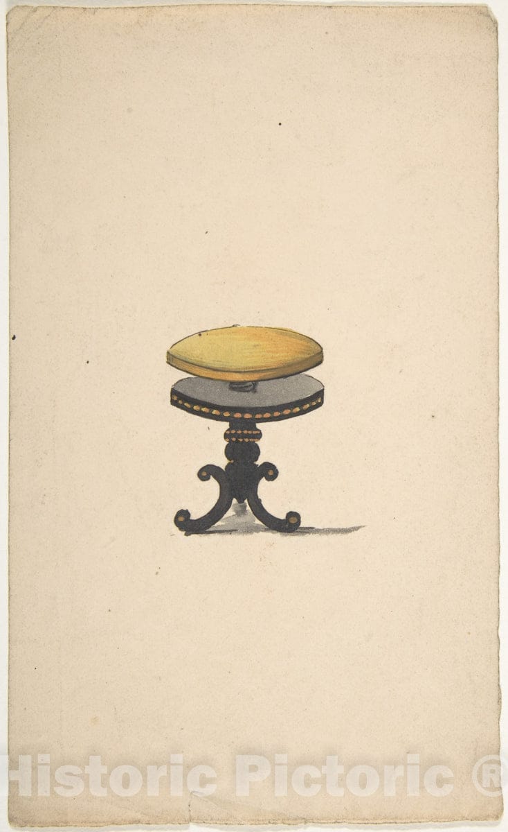 Art Print : Gillows - Design for a Piano Stool : Vintage Wall Art