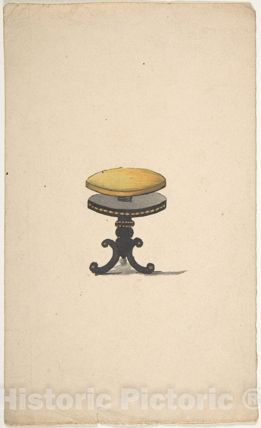 Art Print : Gillows - Design for a Piano Stool : Vintage Wall Art