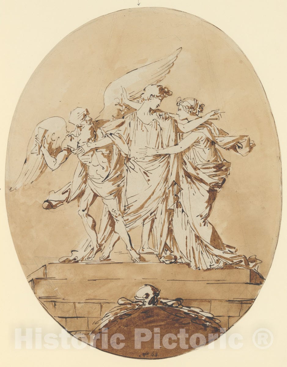 Art Print : André Lebrun - Allegorical Design for a Tomb : Vintage Wall Art
