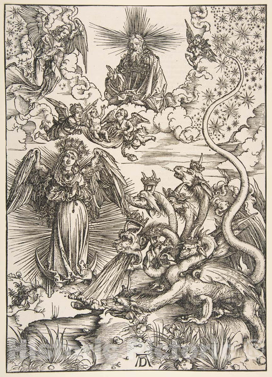 Art Print : Albrecht Dürer - The Apocalyptic Woman, from The Apocalypse Series : Vintage Wall Art