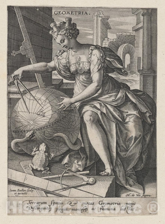 Art Print : Johann Sadeler I - Geometria, from The Seven Liberal Arts : Vintage Wall Art