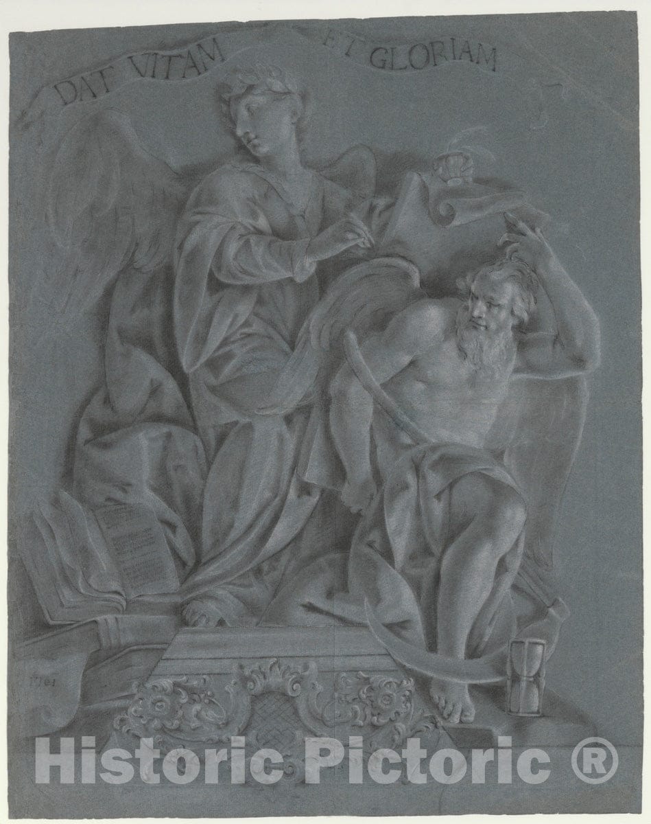 Art Print : Vittorio Maria Bigari - Allegory of History, with Time : Vintage Wall Art