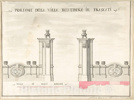 Art Print : Pietro Paolo Coccetti (Cocchetti) - Gate of Villa Belvedere in Frascati : Vintage Wall Art