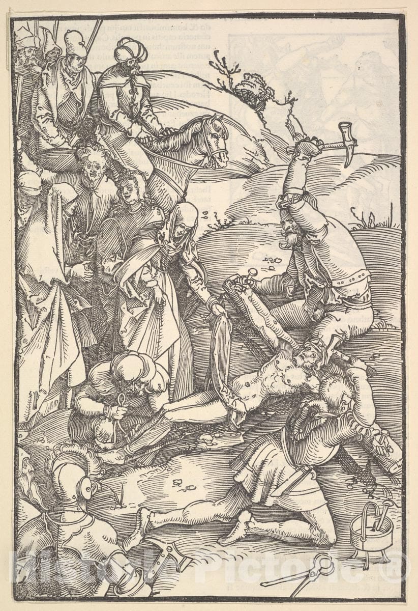 Art Print : Hans Baldung  - Christ Nailed to The Cross from Ulrich Pinder, Speculum Passionis Domini Nostri Ihesu Christi : Vintage Wall Art