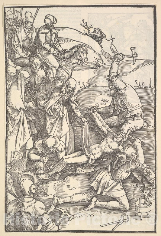 Art Print : Hans Baldung  - Christ Nailed to The Cross from Ulrich Pinder, Speculum Passionis Domini Nostri Ihesu Christi : Vintage Wall Art