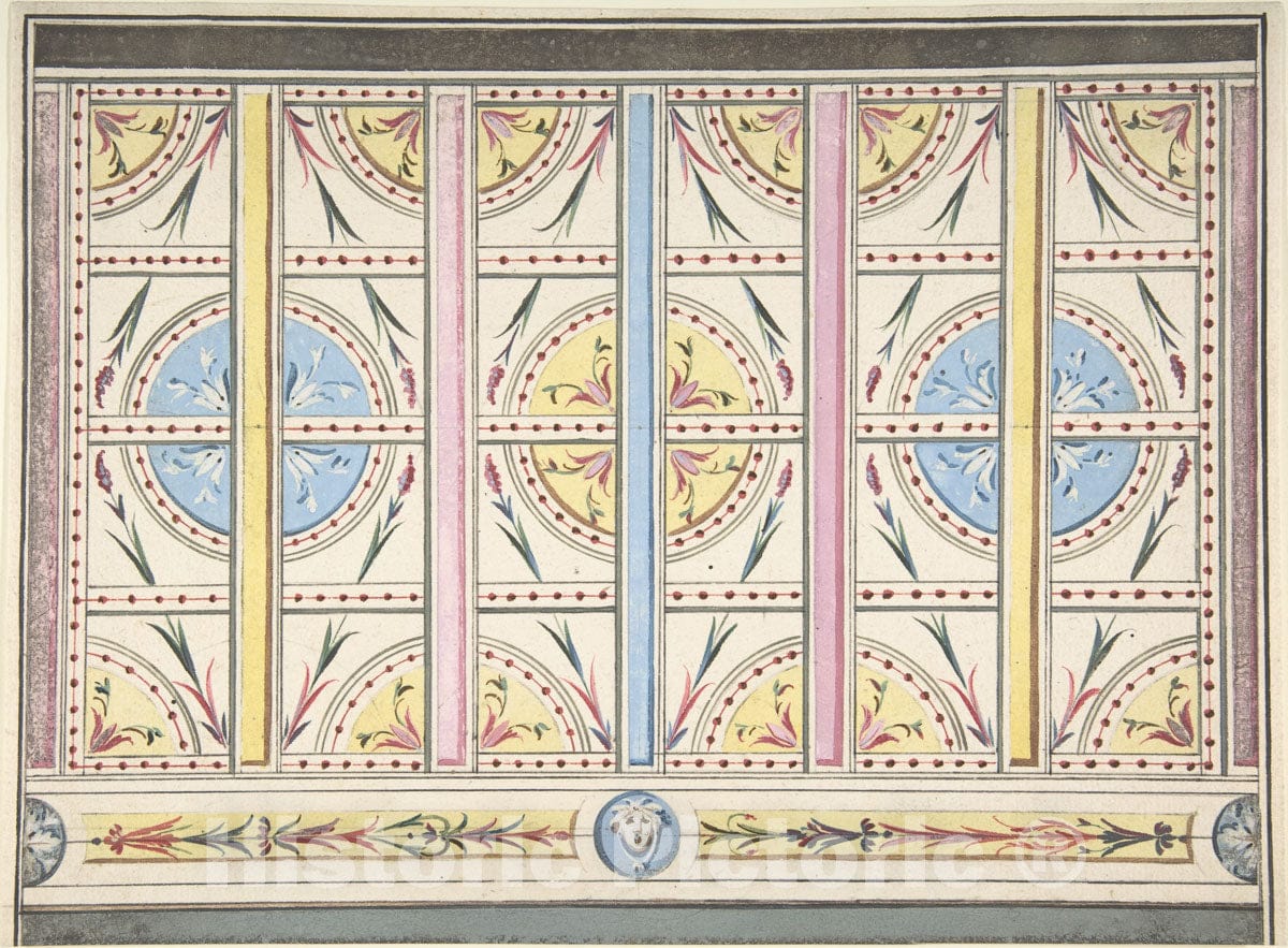 Art Print : British, 19th Century - Design for a Wall Decoration : Vintage Wall Art