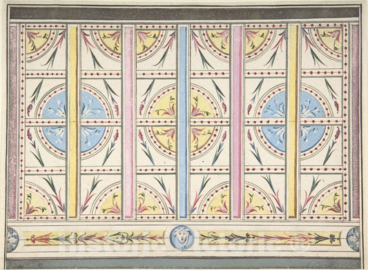 Art Print : British, 19th Century - Design for a Wall Decoration : Vintage Wall Art