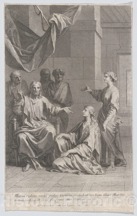Art Print : Anonymous, French, 18th Century - Christ in The House of Martha and Mary : Vintage Wall Art