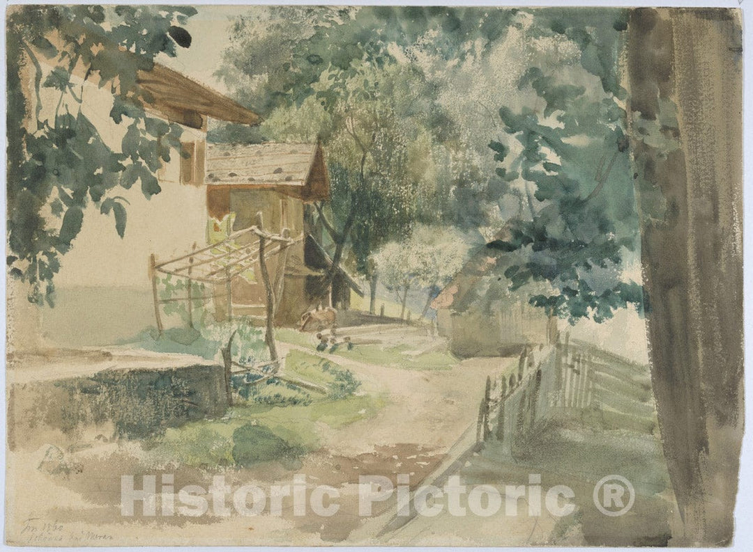 Art Print : Franz Meyerheim - A Farmyard Near Merano : Vintage Wall Art