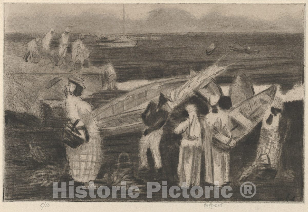 Art Print : George Overbury Pop Hart - Boats and Natives : Vintage Wall Art