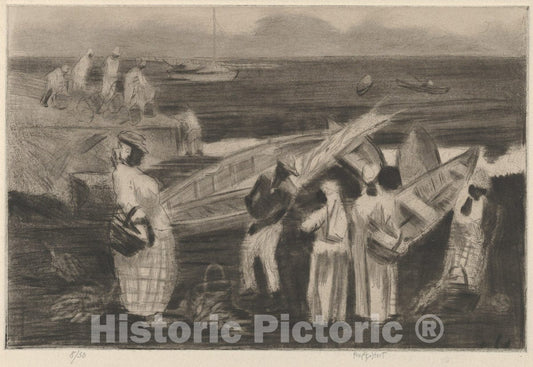 Art Print : George Overbury Pop Hart - Boats and Natives : Vintage Wall Art