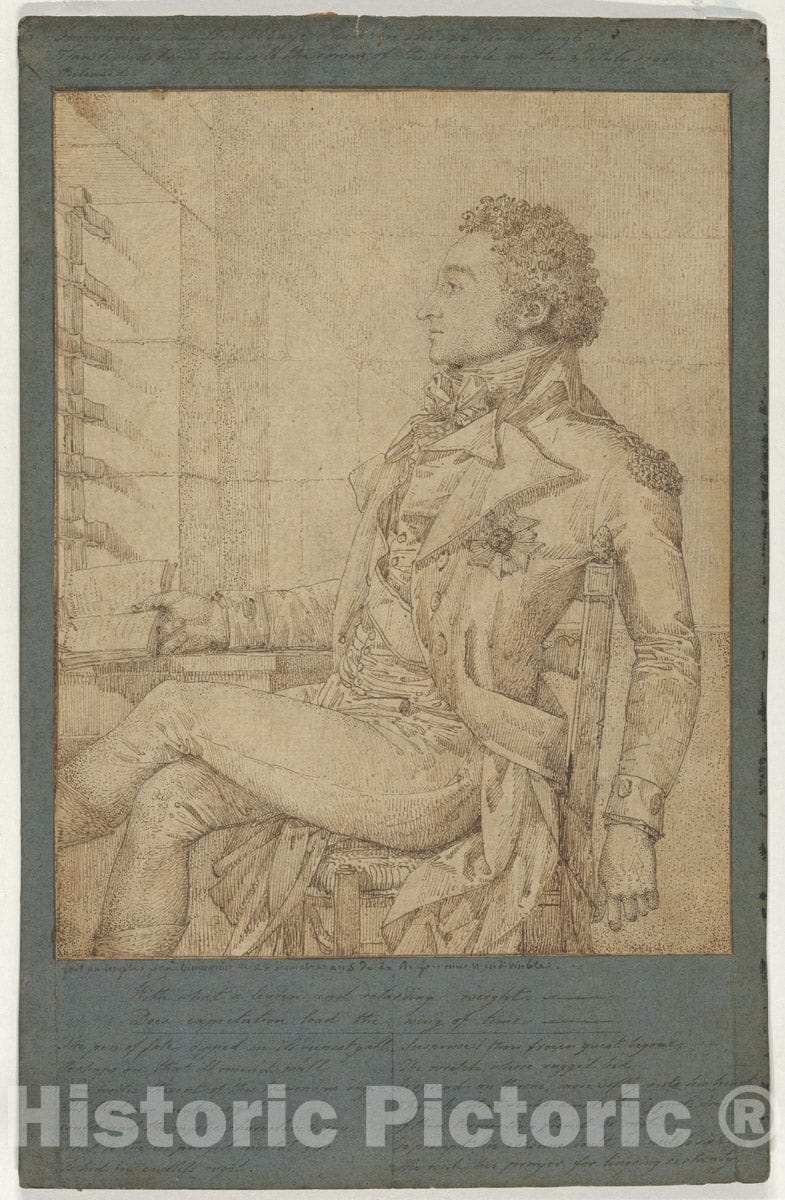 Art Print : Philippe Auguste Hennequin - Portrait of Sir Sidney Smith in The Temple Prison : Vintage Wall Art