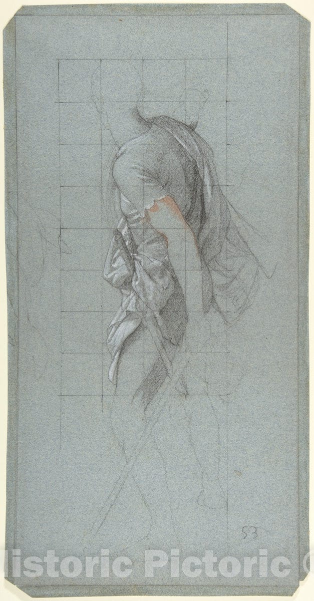 Art Print : Victor-François-Eloi Biennourry - Standing Soldier: Study for The Chapel of Saints Peter and Paul in The Church of Saint-Séverin, Paris : Vintage Wall Art