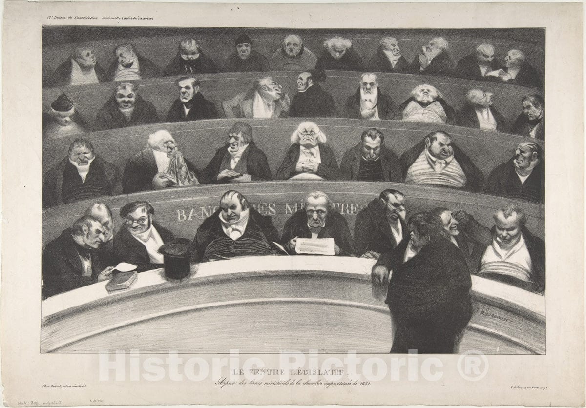 Art Print : Honoré Daumier - The Legislative Belly : Vintage Wall Art