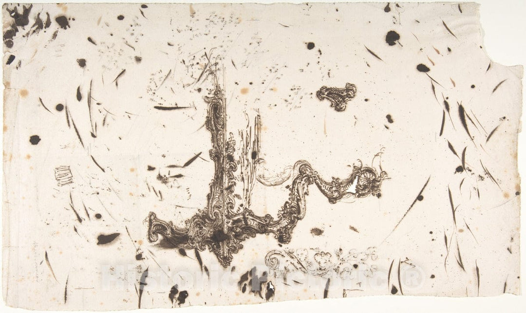 Art Print : British, 18th Century - Design for a Baroque Style Chair : Vintage Wall Art