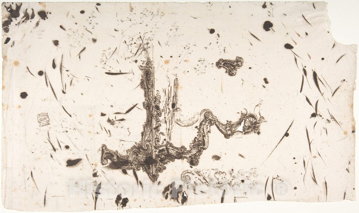 Art Print : British, 18th Century - Design for a Baroque Style Chair : Vintage Wall Art