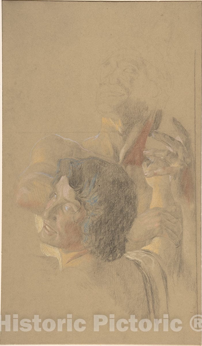 Art Print : Otto Greiner - A Male and a Female Figures (Study for 'Golgotha') : Vintage Wall Art