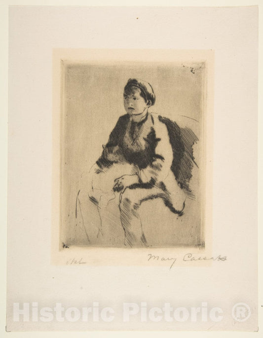 Art Print : Mary Cassatt - Robert Holding a Cat : Vintage Wall Art