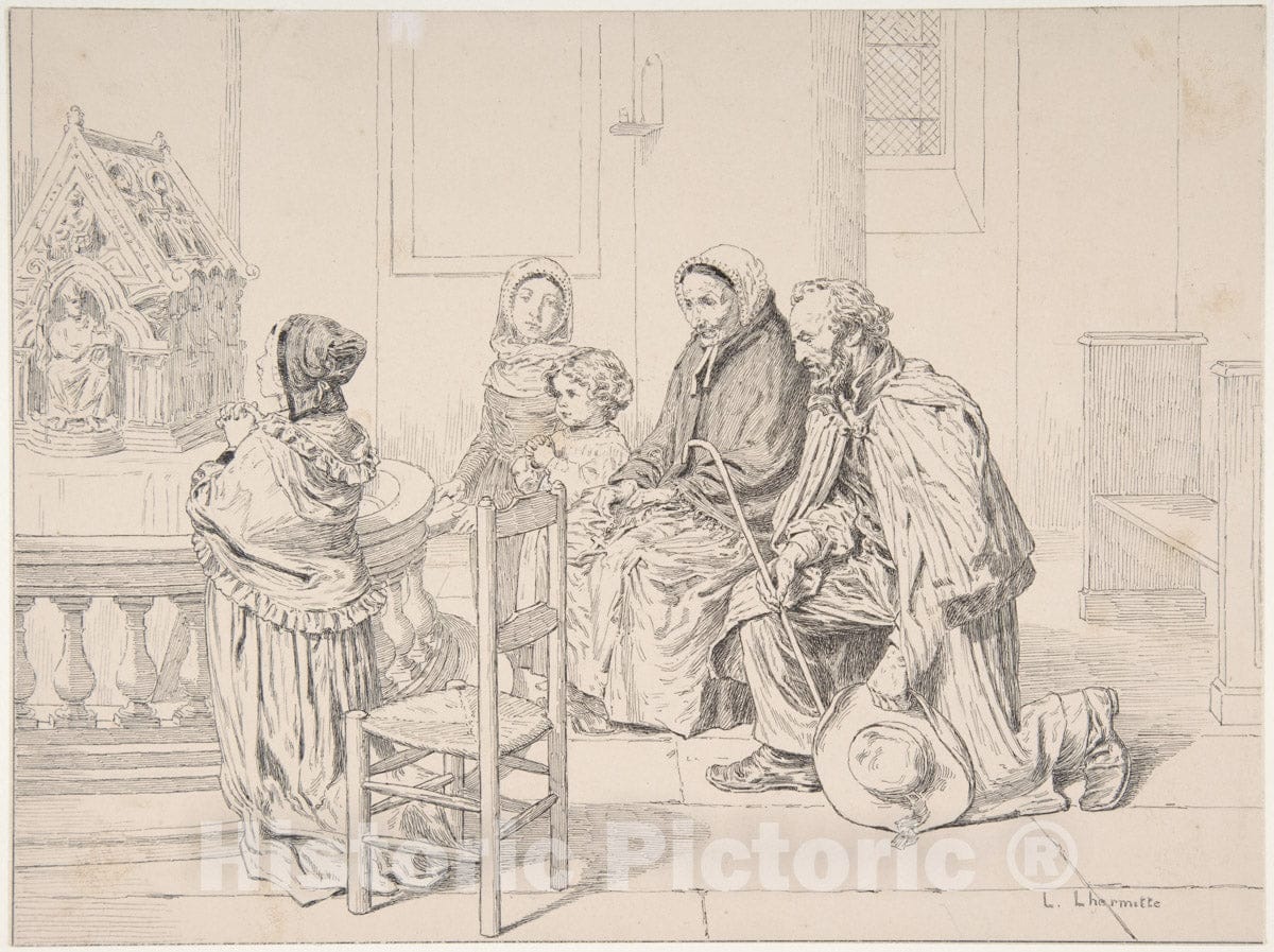 Art Print : Léon-Augustin Lhermitte - The Pilgrimage : Vintage Wall Art