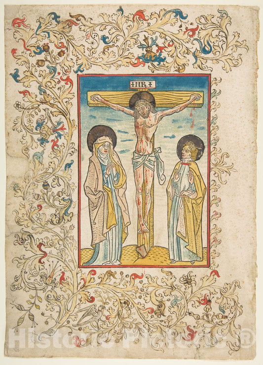 Art Print : Anonymous, German, Basel, 15th Century - Christ on The Cross : Vintage Wall Art