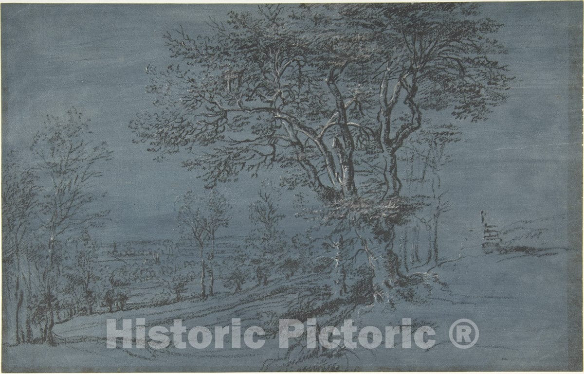 Art Print : Lucas Van Uden - Wooded Landscape with a House by a River : Vintage Wall Art