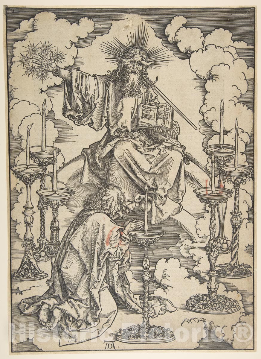 Art Print : Albrecht Dürer - Saint John Beholding The Seven Golden Candlesticks, from The Apocalypse 2 : Vintage Wall Art