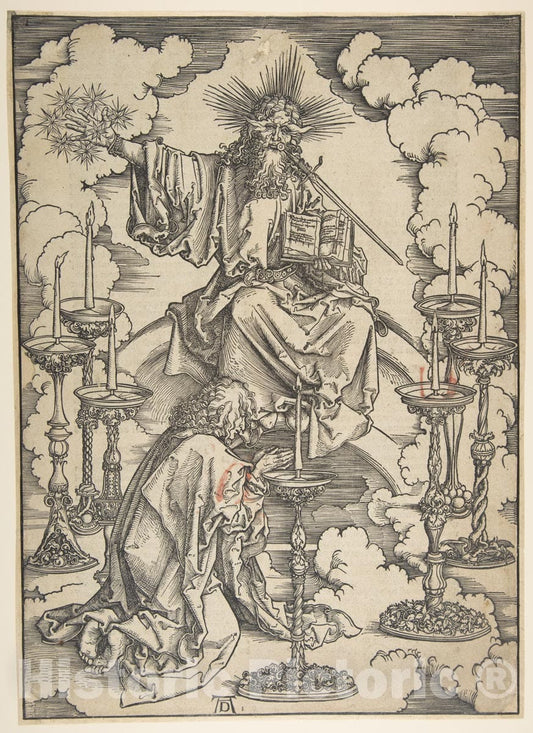 Art Print : Albrecht Dürer - Saint John Beholding The Seven Golden Candlesticks, from The Apocalypse 2 : Vintage Wall Art