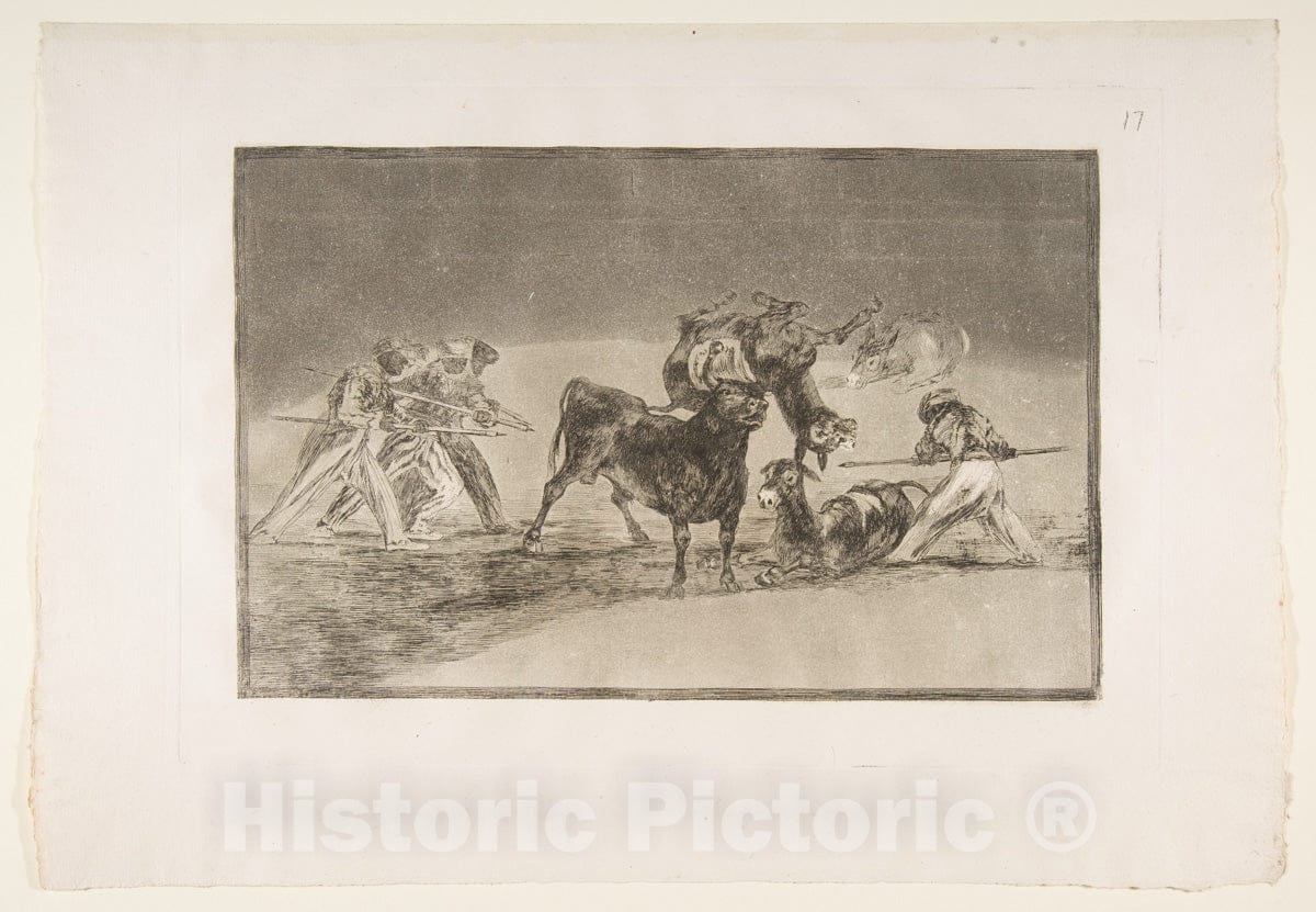 Art Print : Plate 17 of The 'Tauromaquia' - Artist: Goya - Created: 1816 : Vintage Wall Art