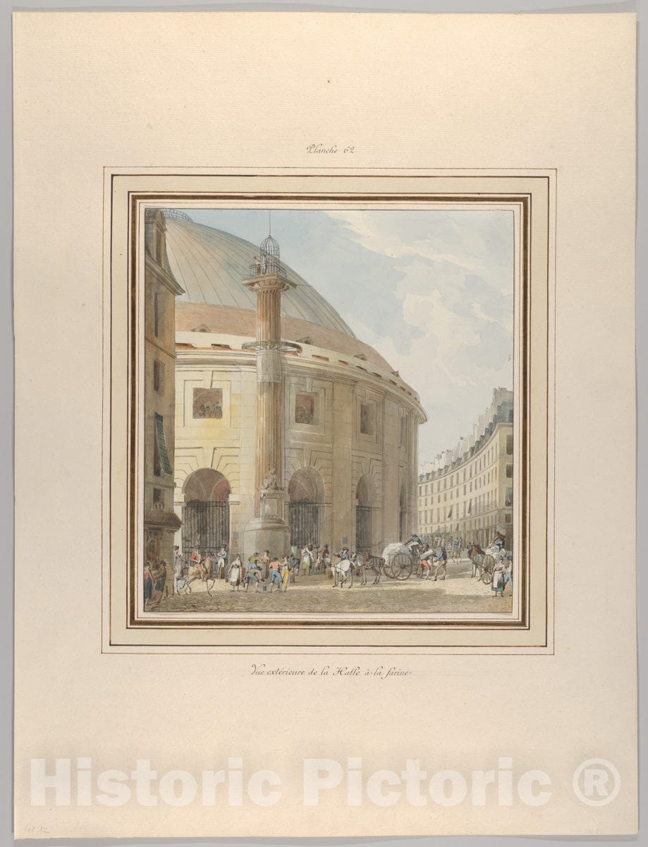 Art Print : Pierre François Léonard Fontaine - La Halle aux Blés, Exterior View : Vintage Wall Art